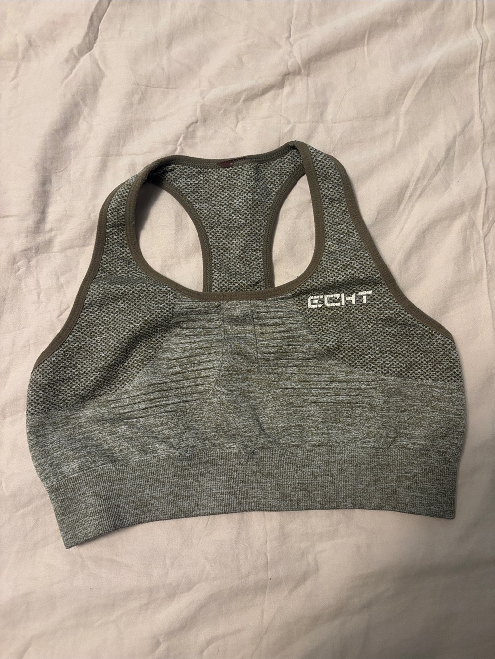 ECHT Olive Gray Seamless Racerback Sports Bra